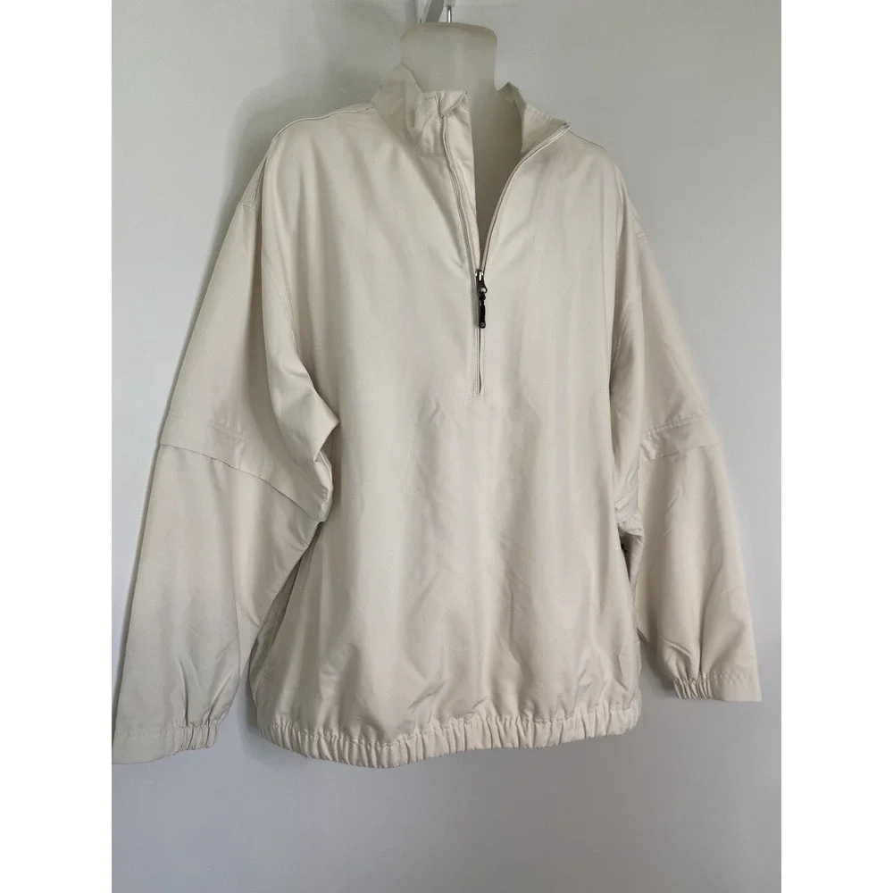 Cutter & Buck CB Windtek Half Zip Ivory Golf Jacket Men's 2XB/2TG Zipped Pockets
